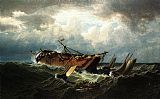 Shipwreck Canvas Paintings - Shipwreck off Nantucket